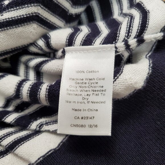 Talbots Womens Sweater Vest Size M 100% Cotton Blue White Chevron Preppy Casual - Picture 10 of 11
